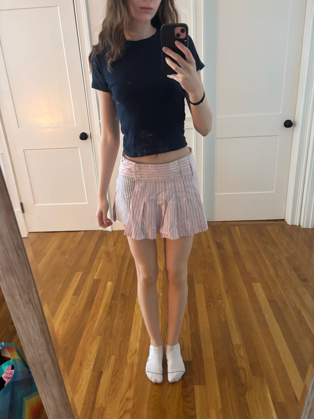Zara Pink and White Striped Mini Skort